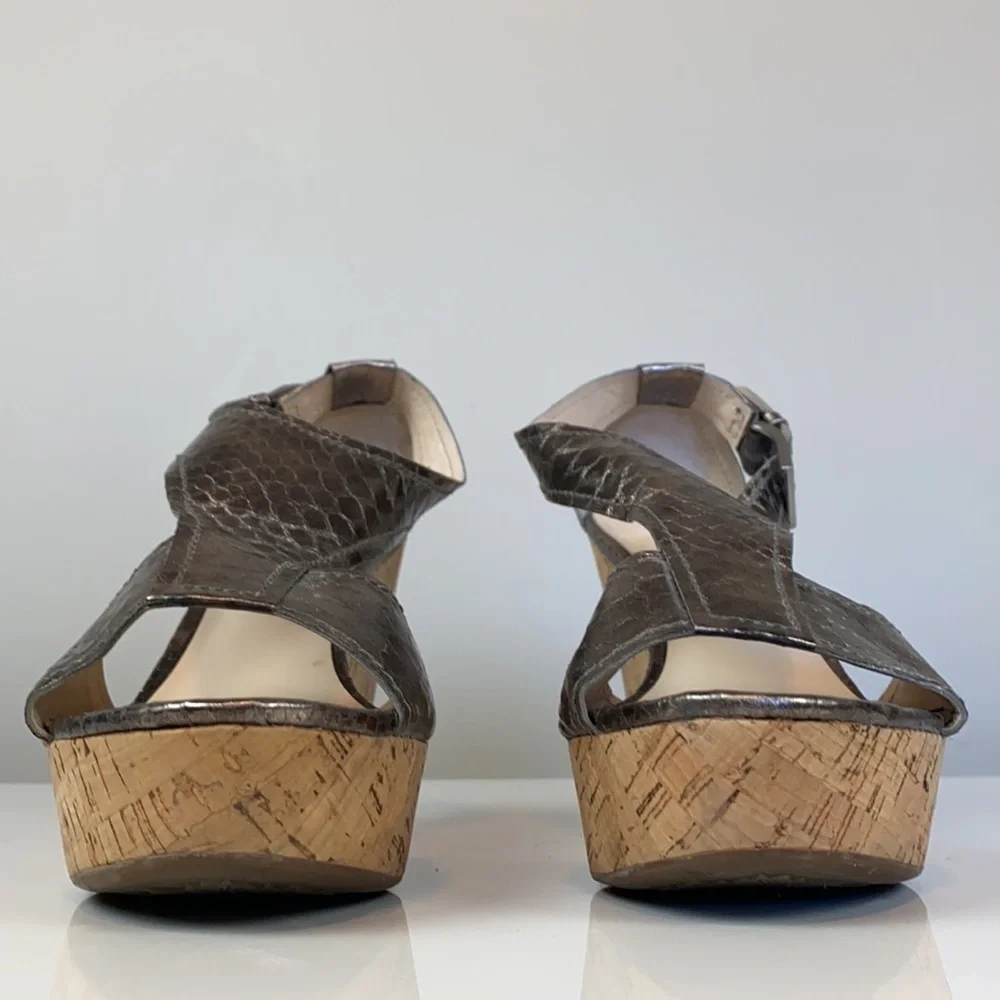 Franco Sarto Supra Snake Print Bronze Wedges Size 8.5